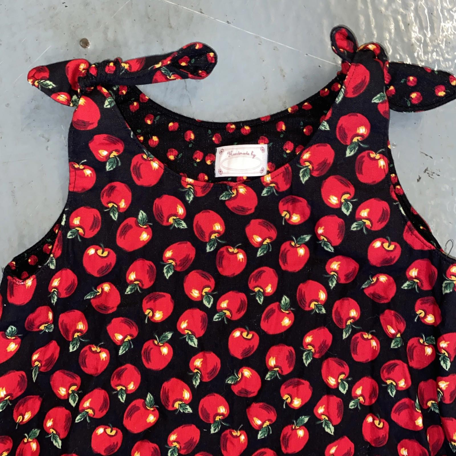 Handmade Vintage Girls Apples Dress Size Large Children