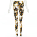 Versace Barocco Acanthus Black Gold Signature Floral Leggings Size 4 Womens
