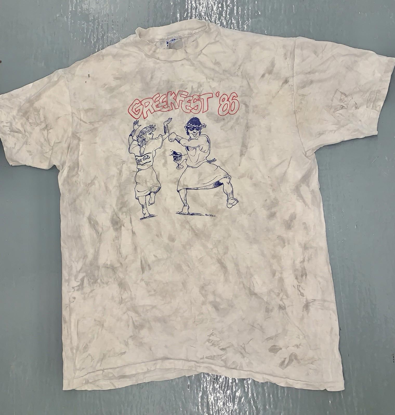 Vintage Greekfest 1986 Coke T Shirt Mike Viola Double Sided Mens XL RARE