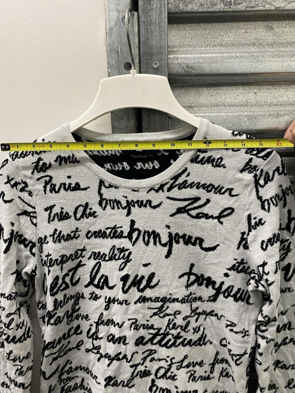 Karl Lagerfeld Paris Love all-over script sweater Womens Size S/M