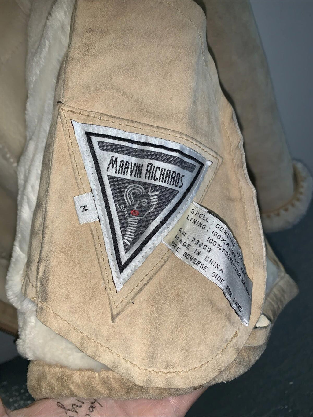 Vintage Marvin Richards Suede Leather Hooded Faux Fur Zip Up Jacket