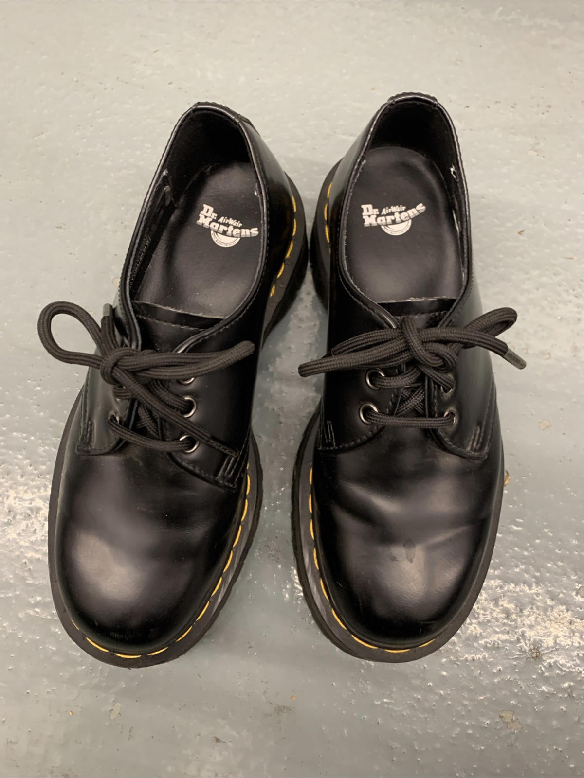 DR. MARTENS 1461 Quad Smooth Black Leather Platform Shoes NWOB US WOMEN 7 MEN 6