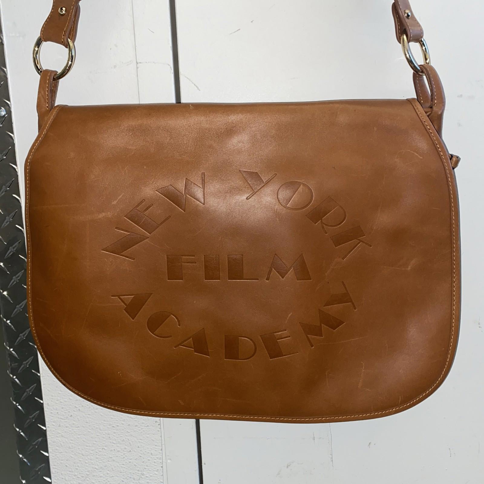 Vintage New York Film Academy Genuine Leather Book Bag Laptop Multi Pockets