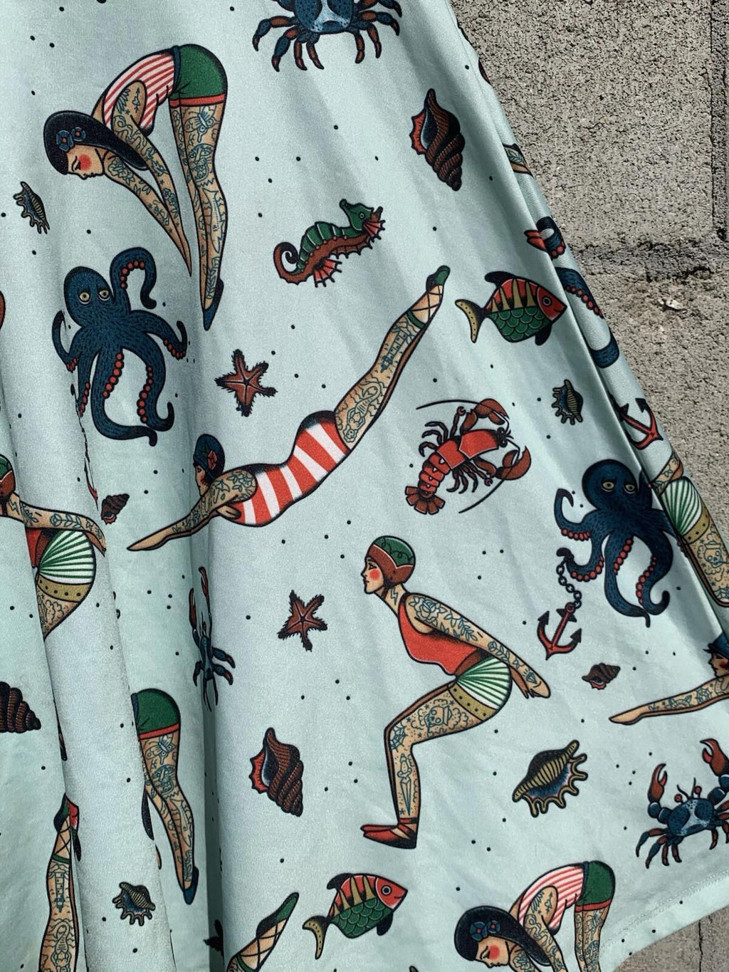 Sourpuss Tattooed Divers Skater Dress Size Small