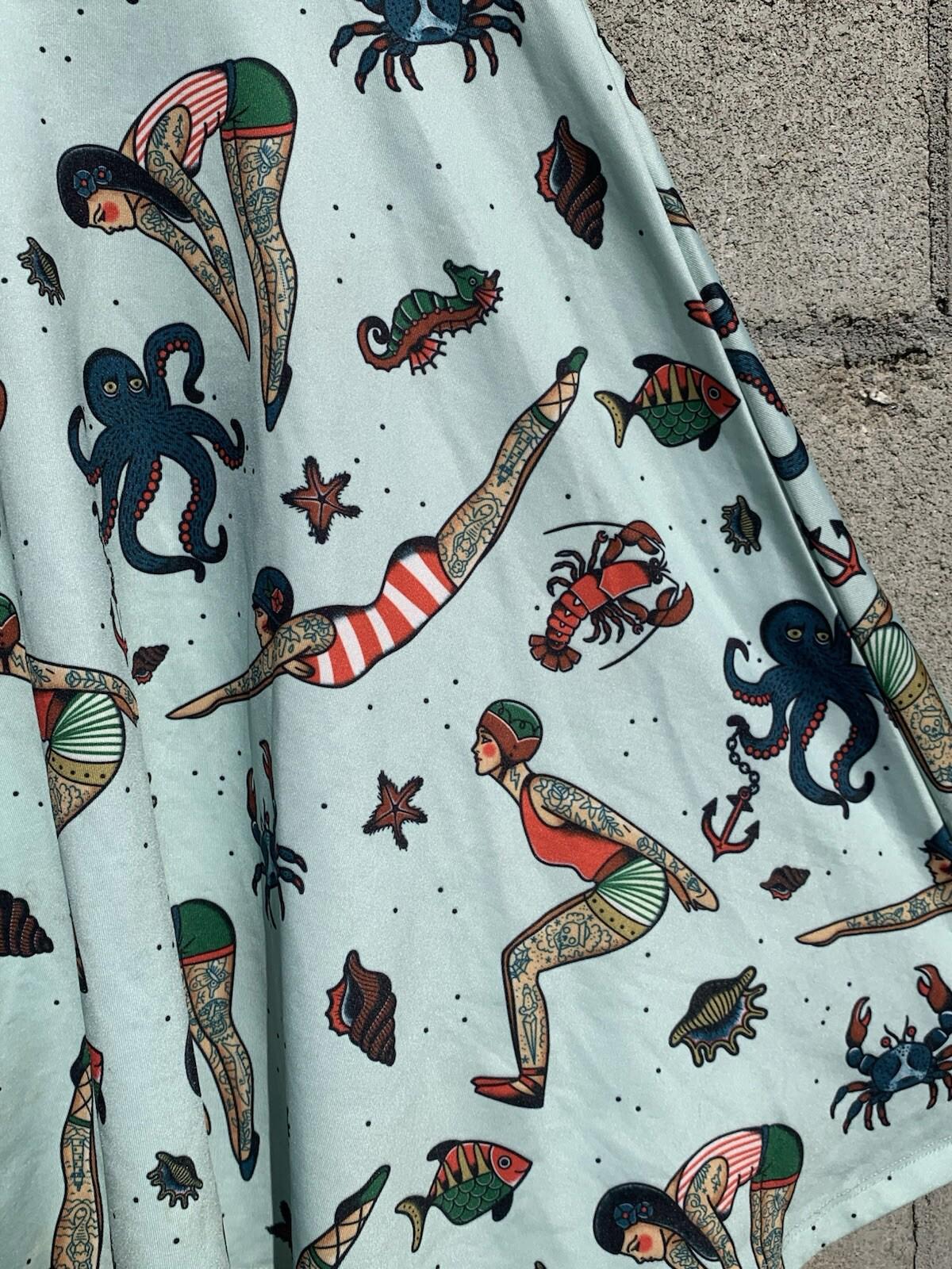 Sourpuss Tattooed Divers Skater Dress Size Small
