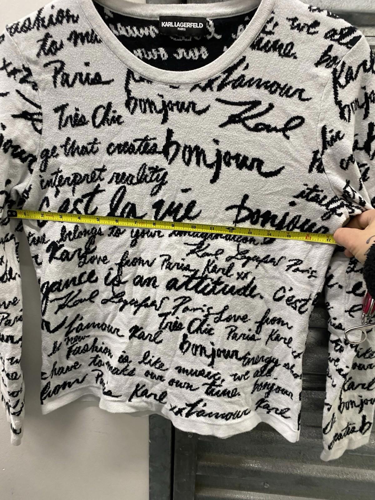 Karl Lagerfeld Paris Love all-over script sweater Womens Size S/M