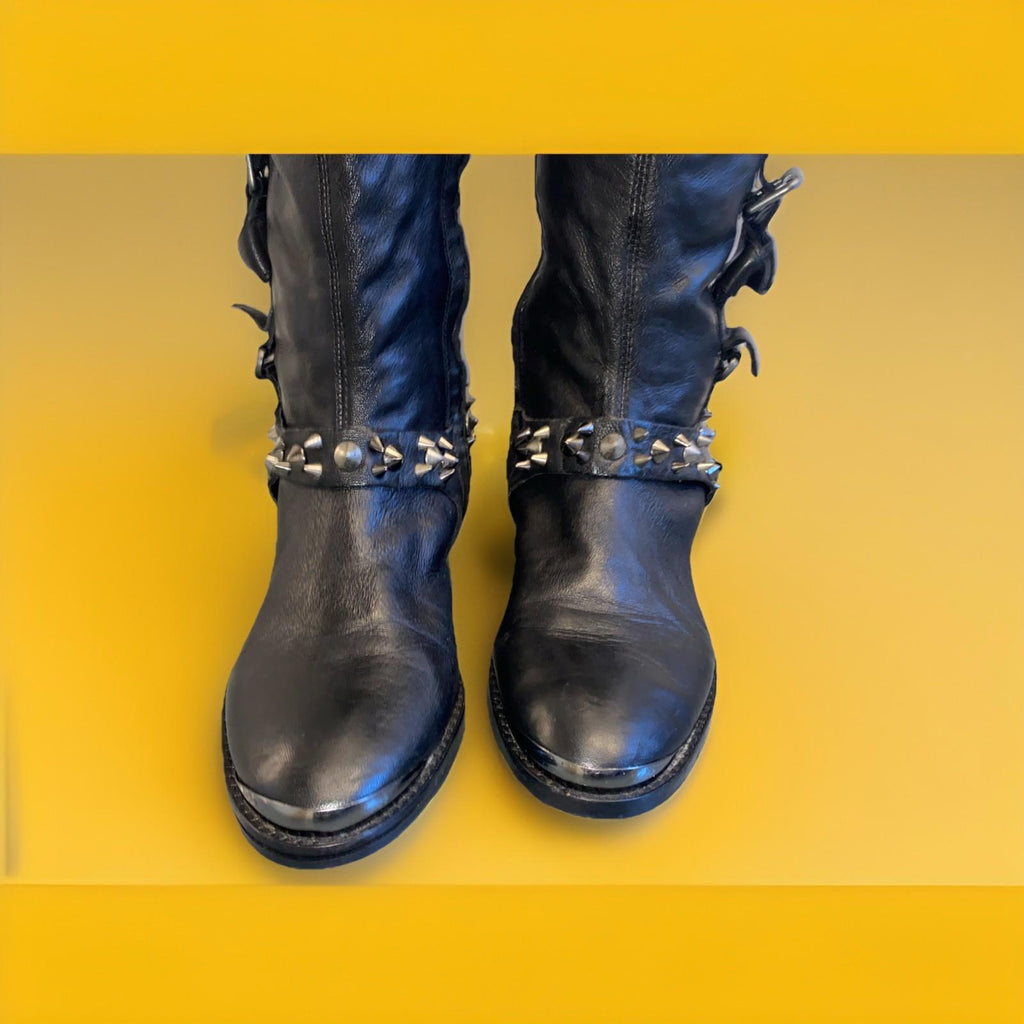 Gorgeous Sam Edelman Park Harnes Boots black Leather Knee High US 6 EUR 36 WOW !