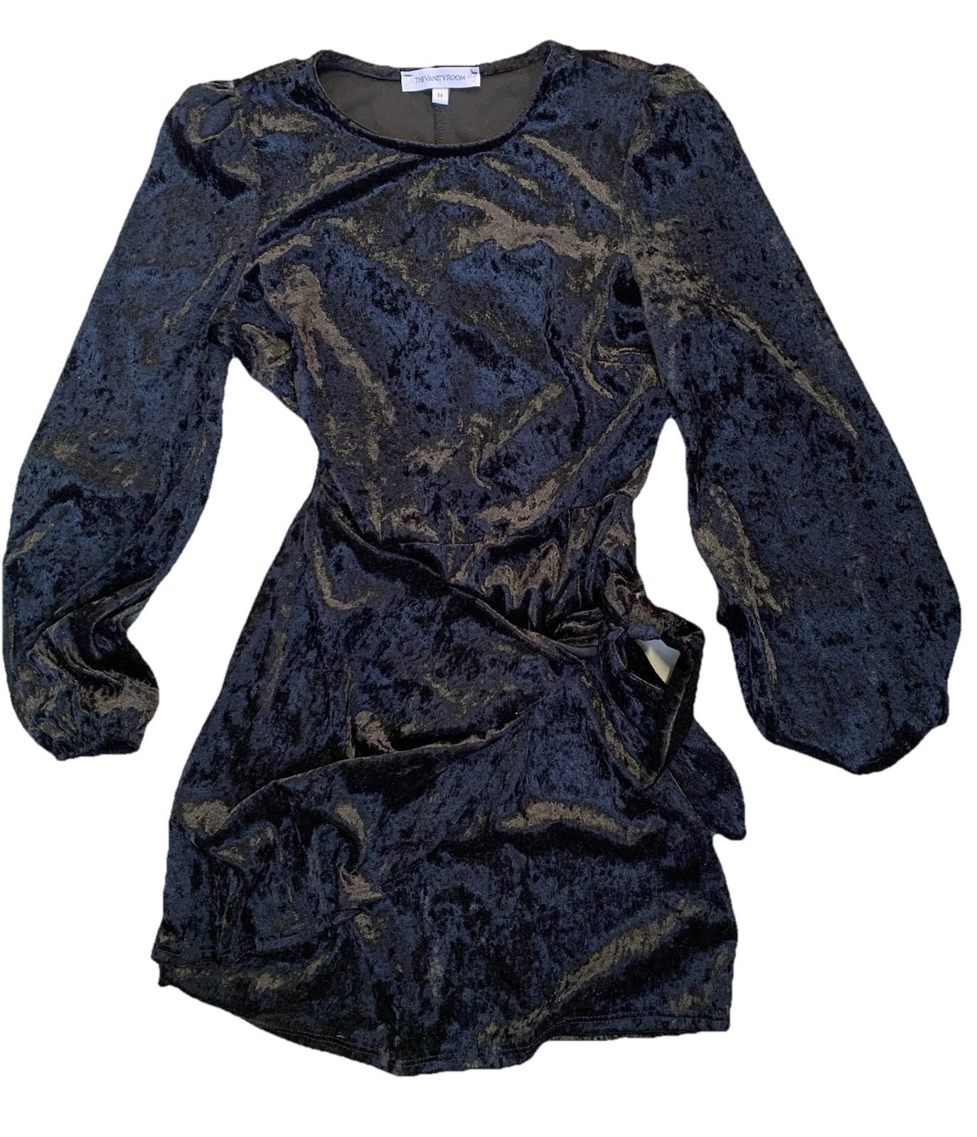 The Vanity Room 60’s Style Black velvet dress with bishop sleeves size medium