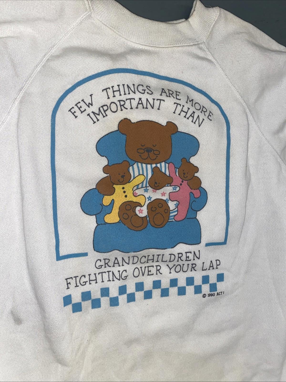 Vintage 1990 Teddy Bear Grandma Hanes Sweatshirt Womens XL