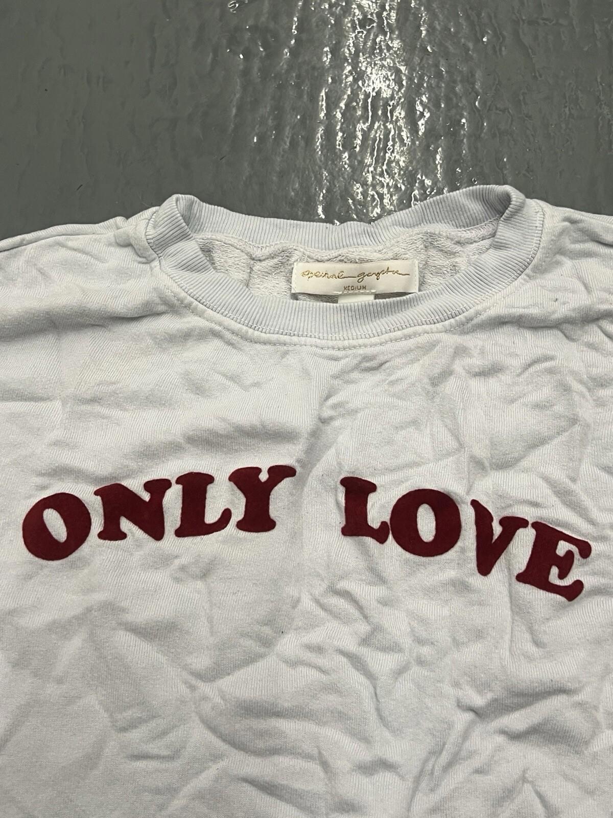 $98 Spiritual Gangster Only Love Crop Sweatshirt Sky White Red Medium S462