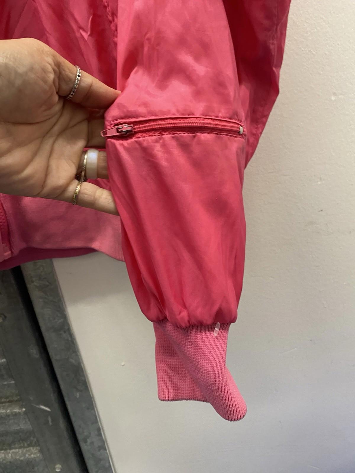 Vintage 1980s Lady La Mode Hot Pink Windbreaker Jacket Zipper Pockets Medium