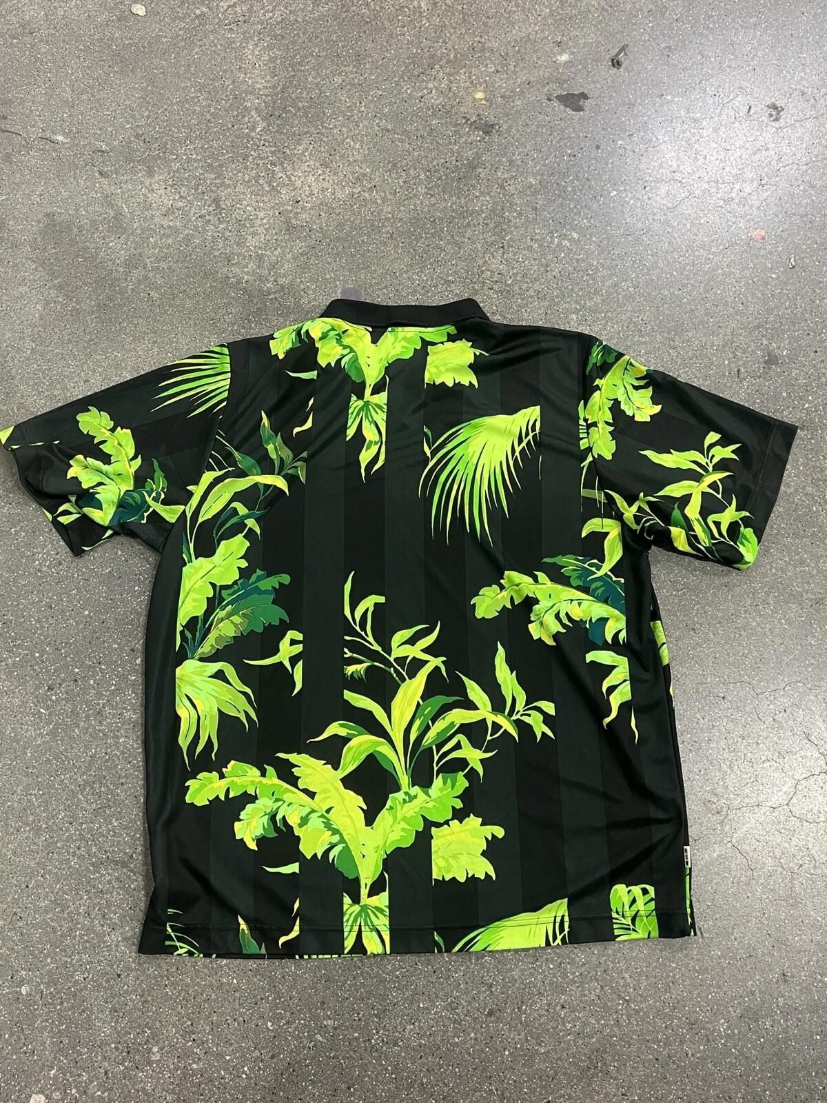 Nike Soccer Jersey NSW 08 Floral Hawaiian Polo Shirt Mens Size XL Black Green