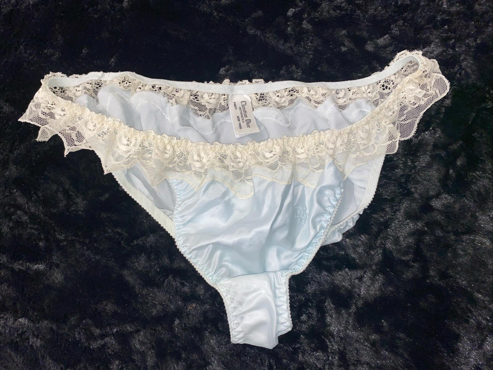 Vintage Christian Dior Intimates Satin Baby Blue & Cream Lace Lingerie Size 7/ M