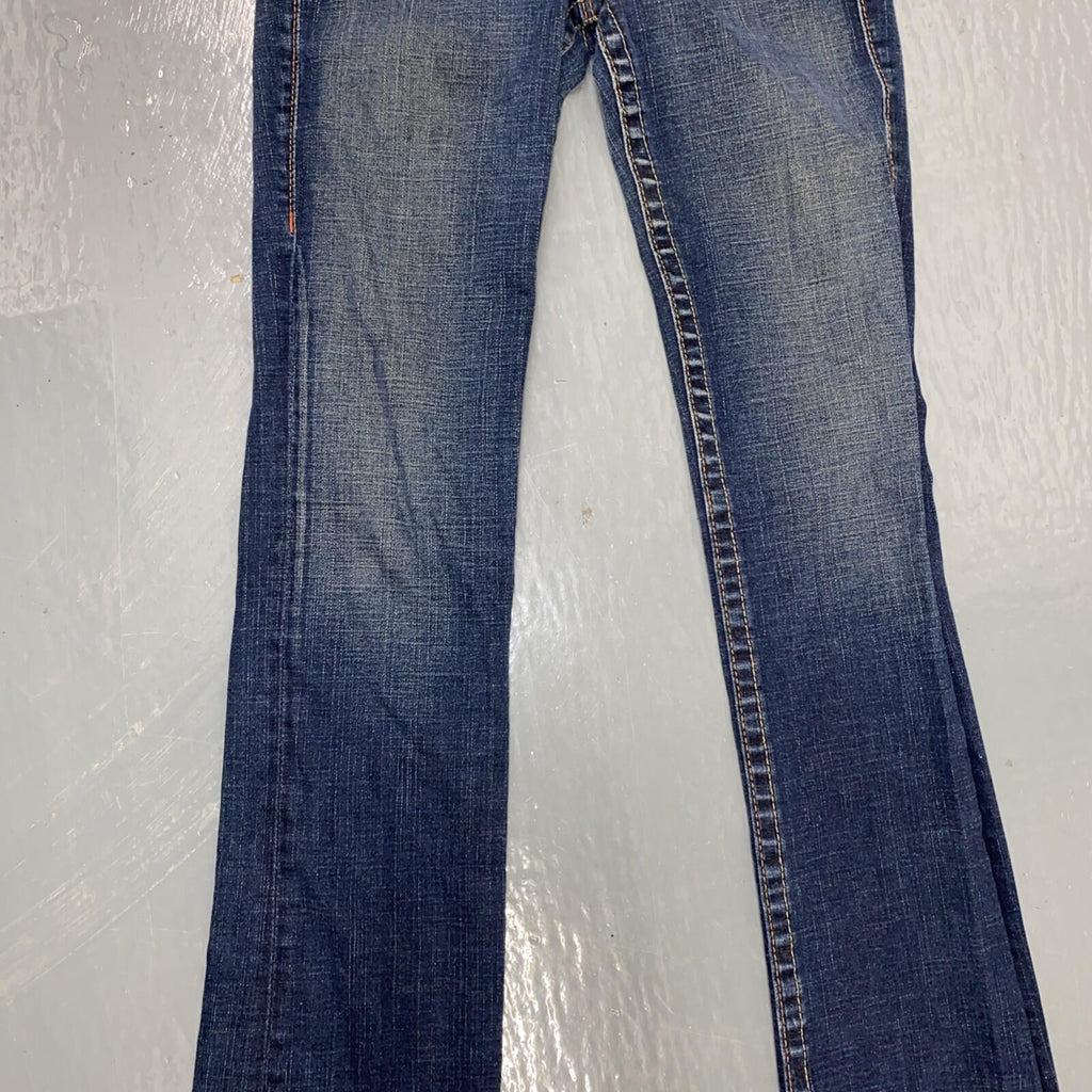 Vintage True Religion Johnny Wide Leg Dark Blue Denim U Pocket Jeans Y2K 29
