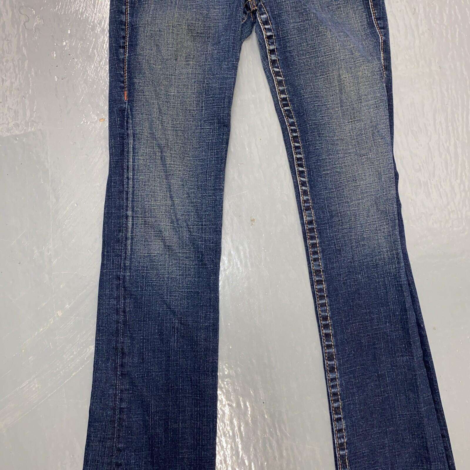 Vintage True Religion Johnny Wide Leg Dark Blue Denim U Pocket Jeans Y2K 29