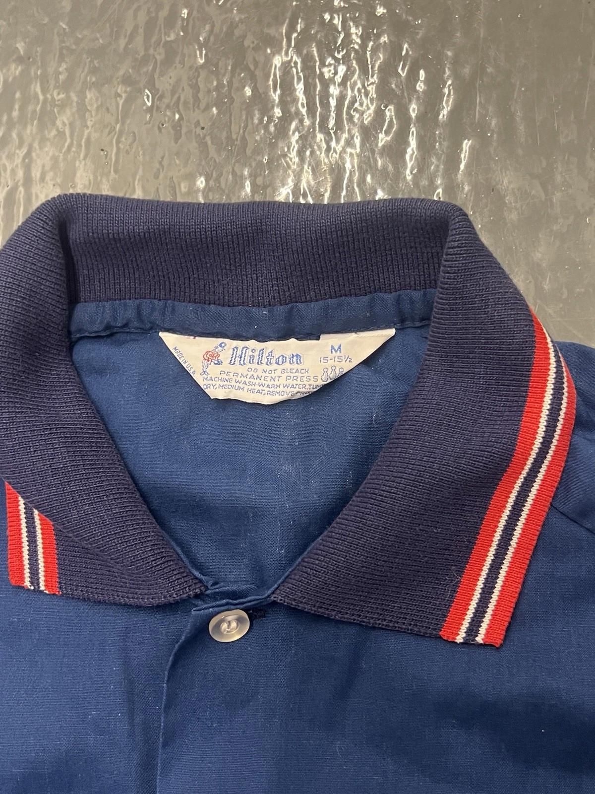 VTG Hilton Bowling Shirt Mens Medium Blue Local 600 Chain Stitch Made USA 70s