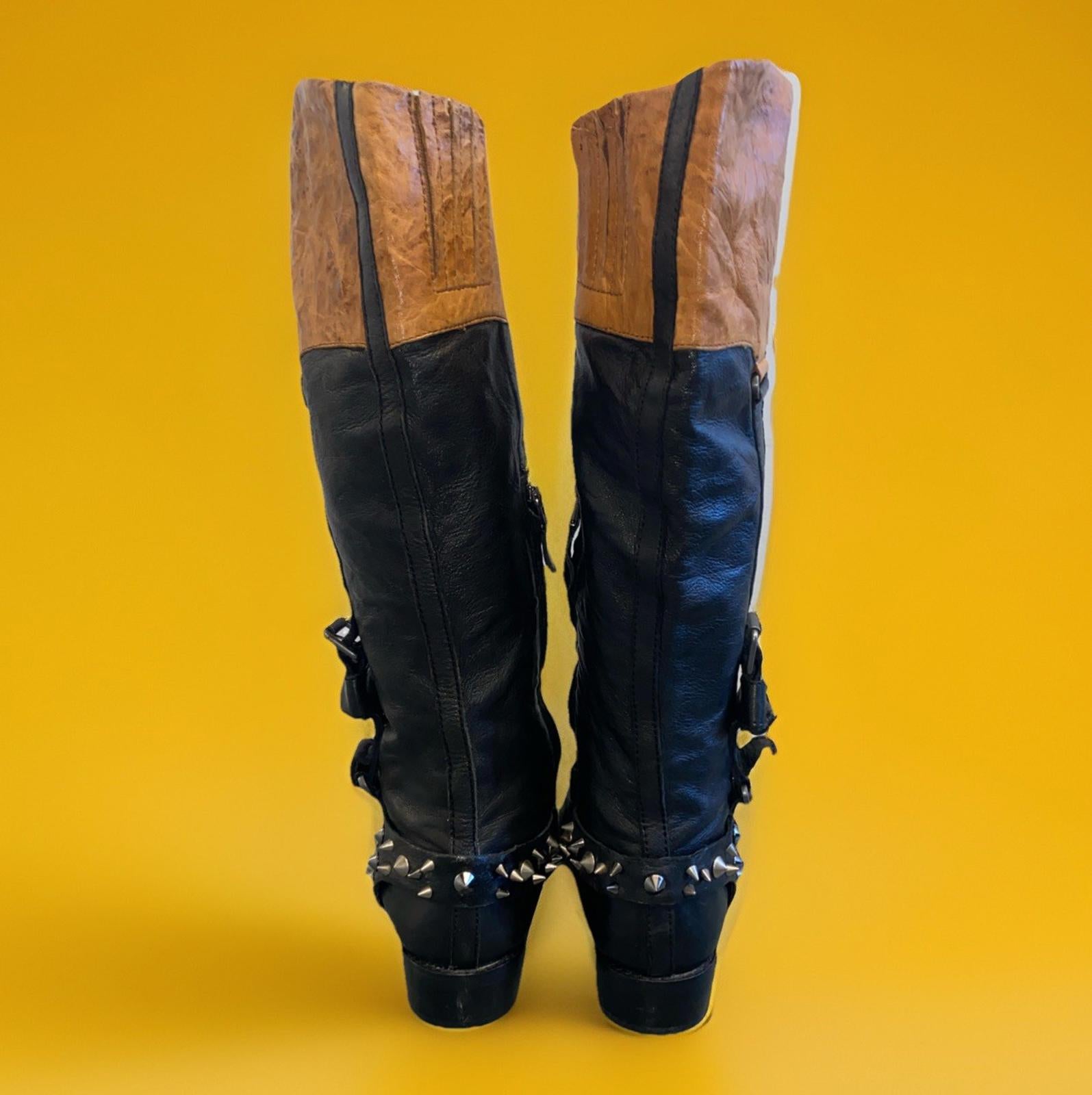 Gorgeous Sam Edelman Park Harnes Boots black Leather Knee High US 6 EUR 36 WOW !