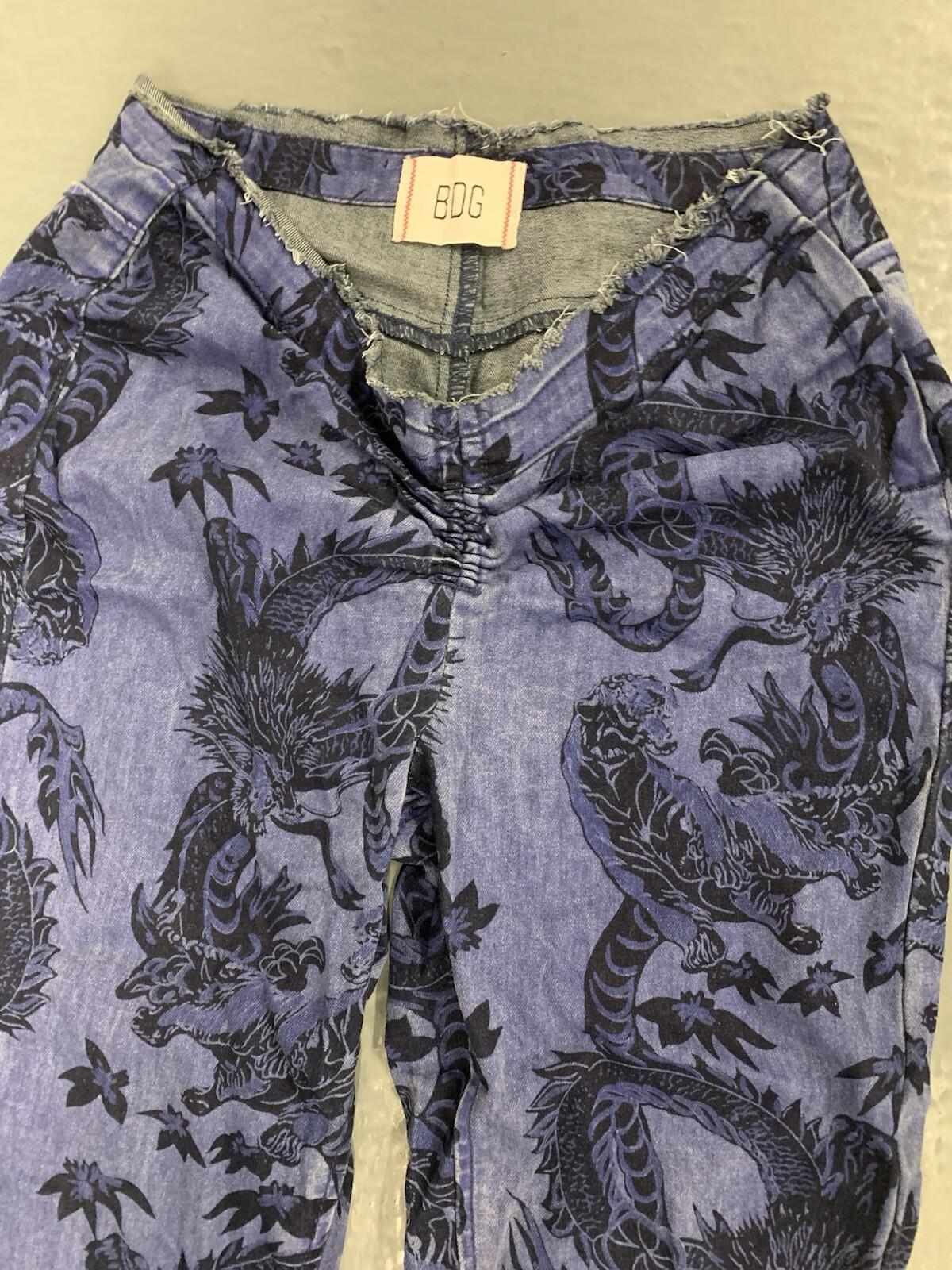 BDG Urban Outfitters Dragon Denim Bell Bottom Jeans Ruched Dipped V Flare Sz 28
