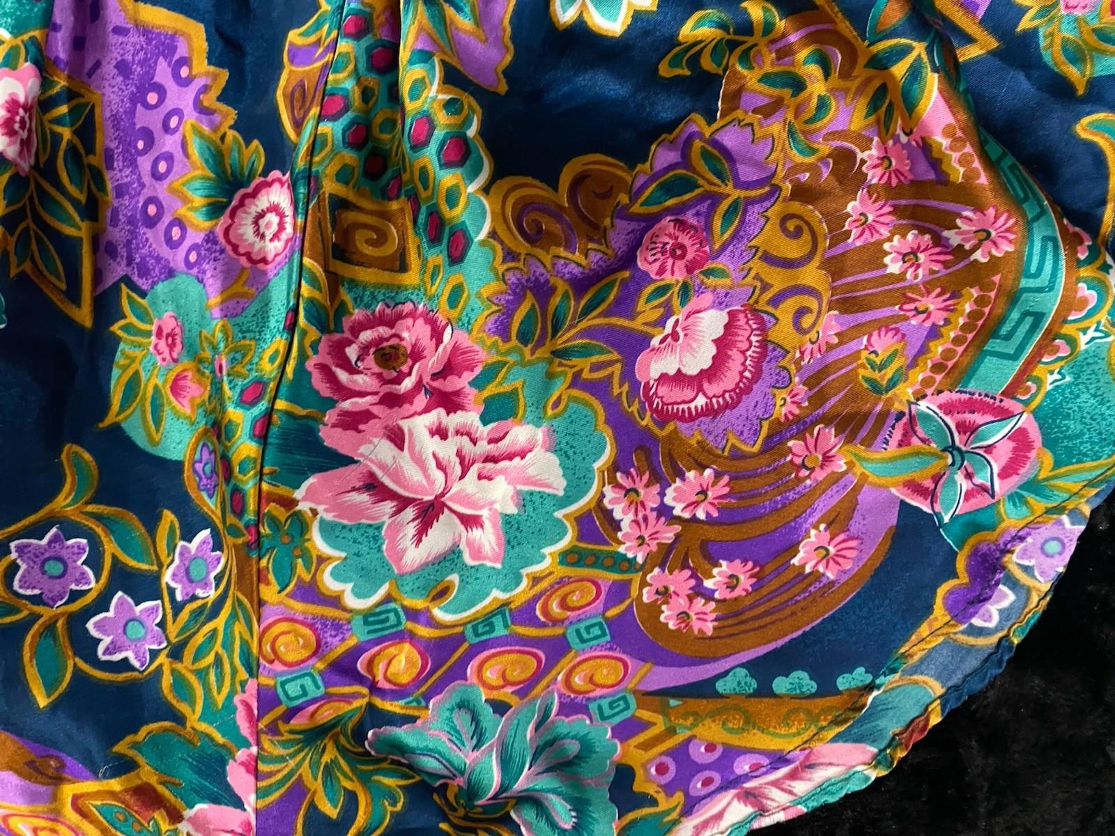 VTG California Dynasty High Cut Paisley Floral Satin Pajama Shorts Lingerie M/L