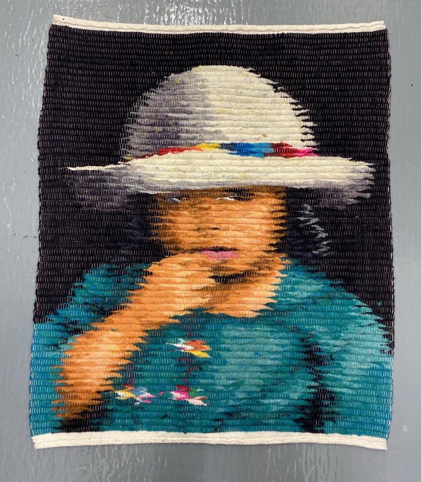 Large Hand Woven South American Folk Art Tapestry Indigenous Child 29.5” X 24”