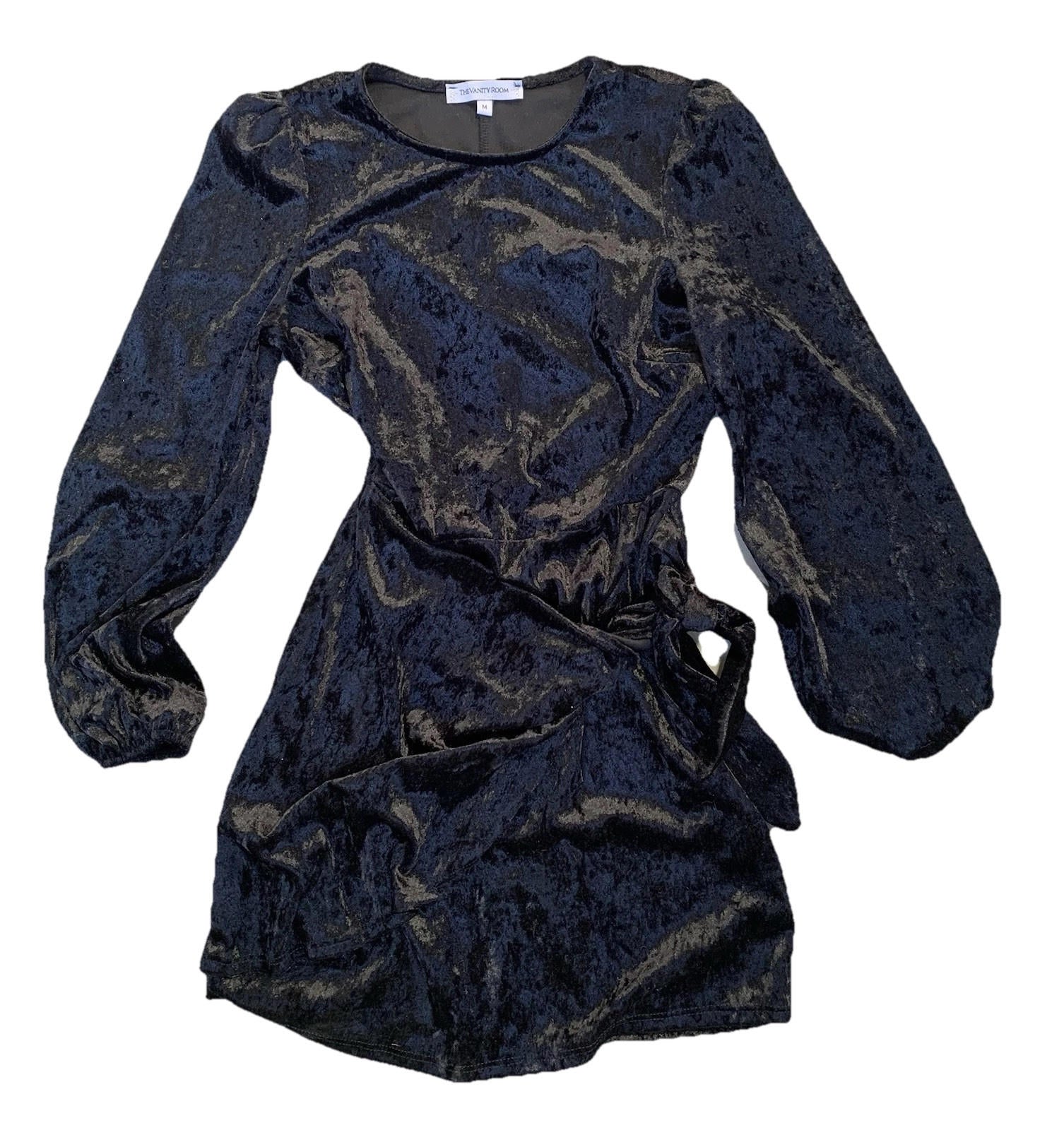 The Vanity Room 60’s Style Black velvet dress with bishop sleeves size medium