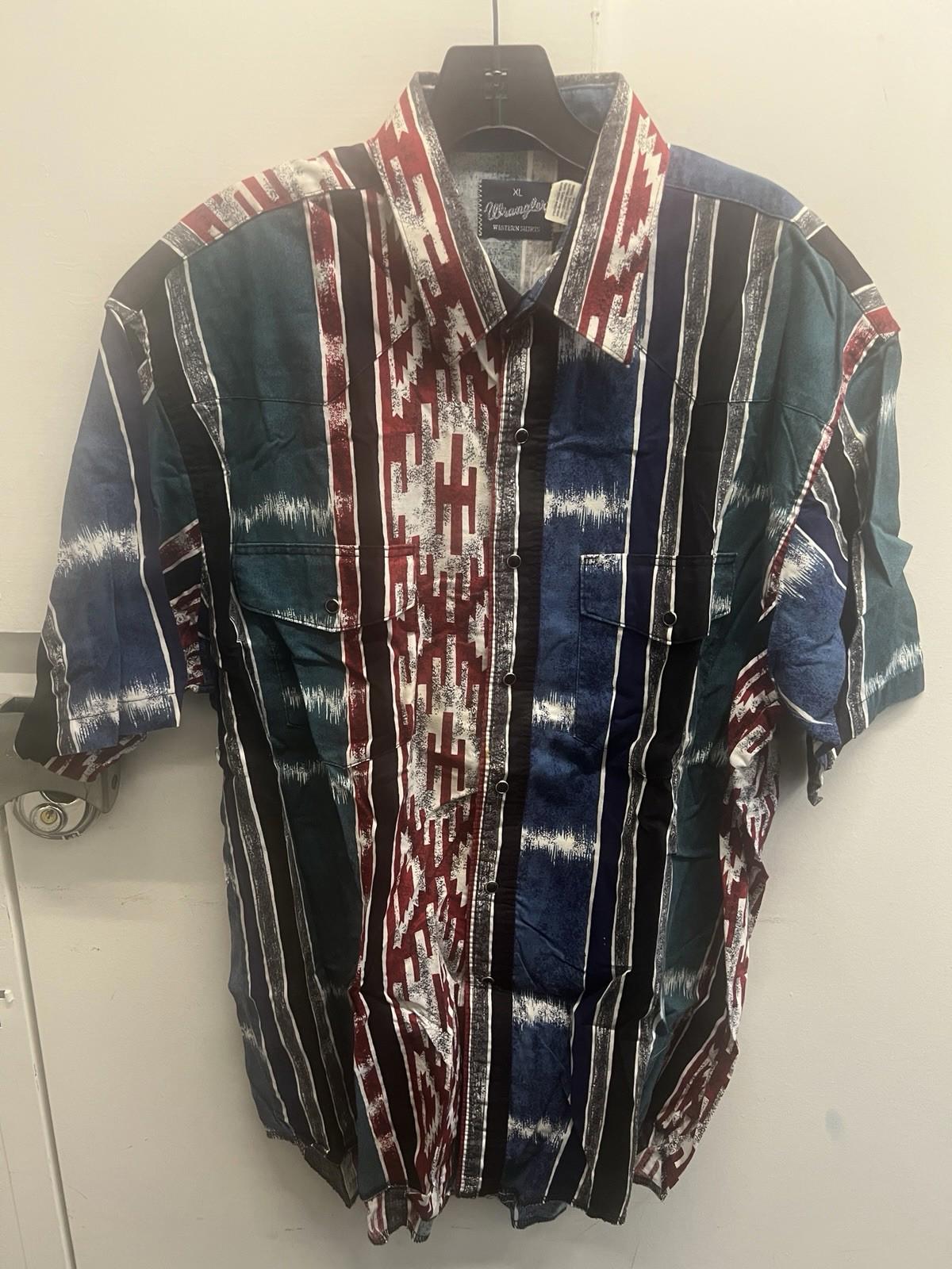 Rare Vintage Wrangler Western “Aztec” Print Shirt Xl Short Sleeve