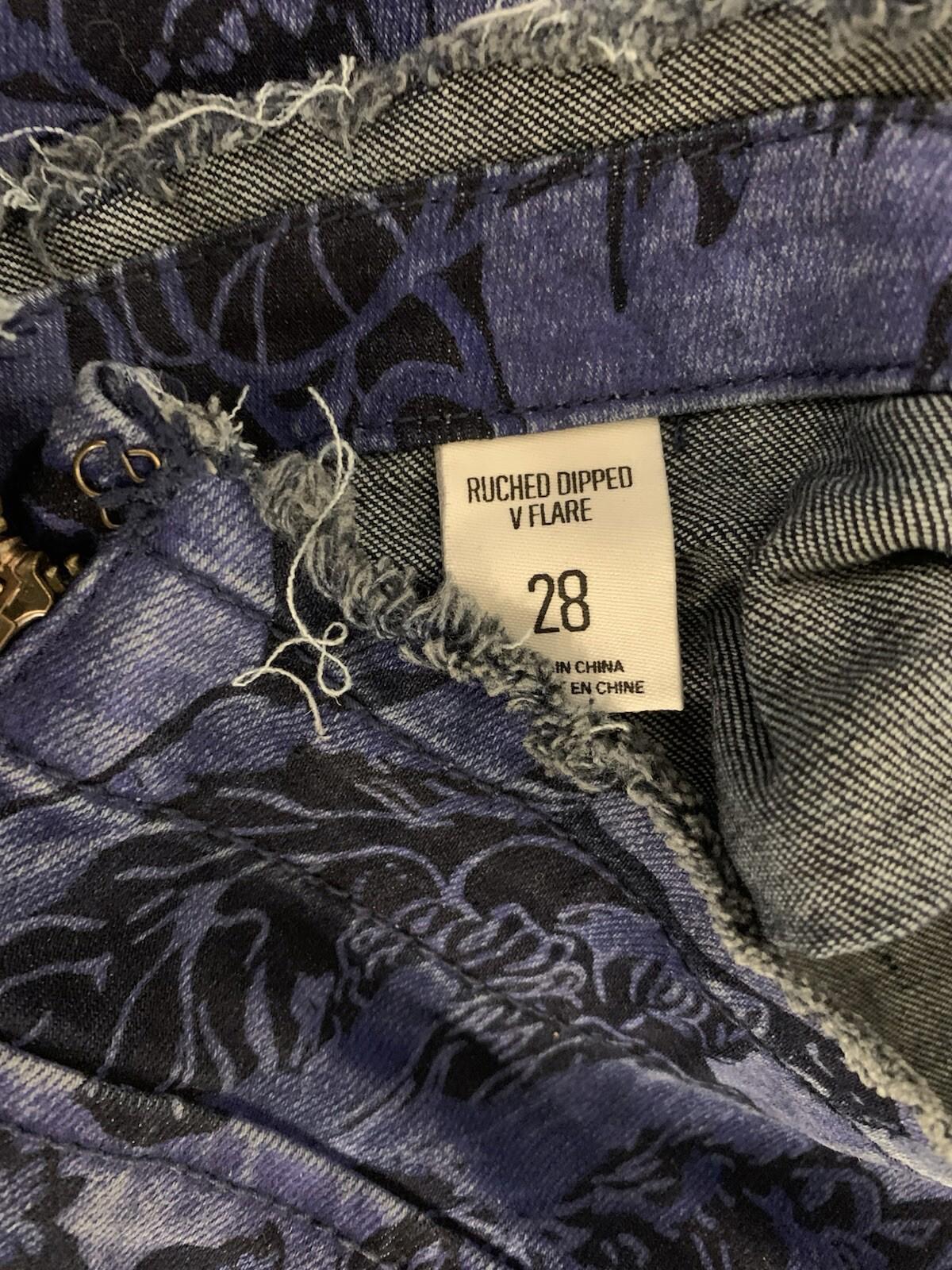 BDG Urban Outfitters Dragon Denim Bell Bottom Jeans Ruched Dipped V Flare Sz 28