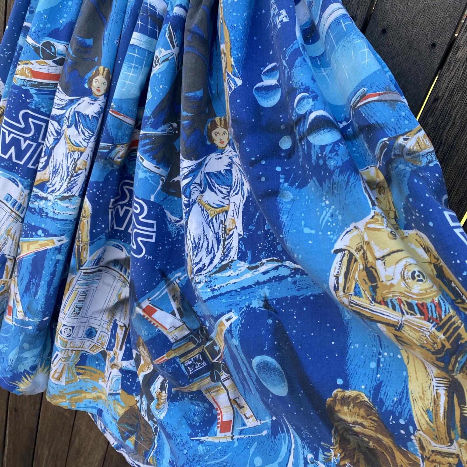 VTG 1977 STAR WARS Fabric Sugar Stitch Clothing Upcycled Pleated Skirt Pockets S