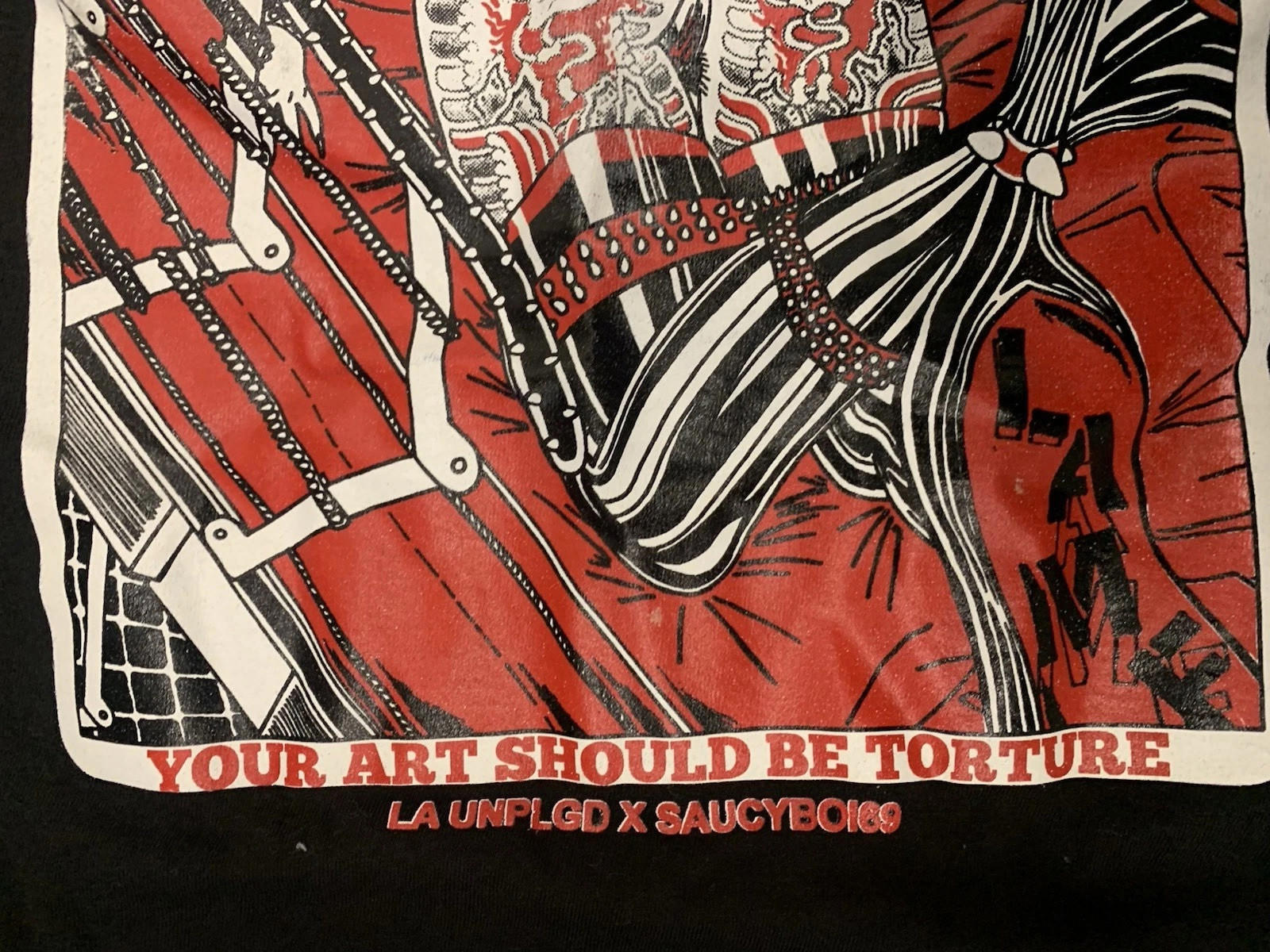 Art Should Be Torture LA UNPLGD x SaucyBoi 69 Fetish Tattoo BDSM Shirt Size M