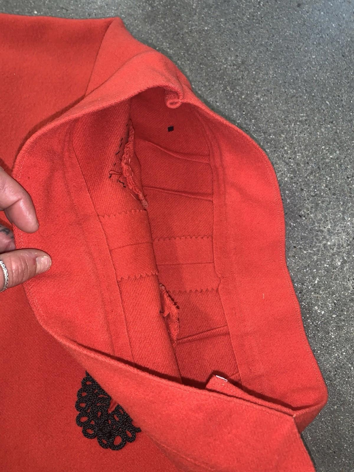 Handmade Vintage Felt Wool Red & Black Pencil Skirt With Trim Size Womens Small
