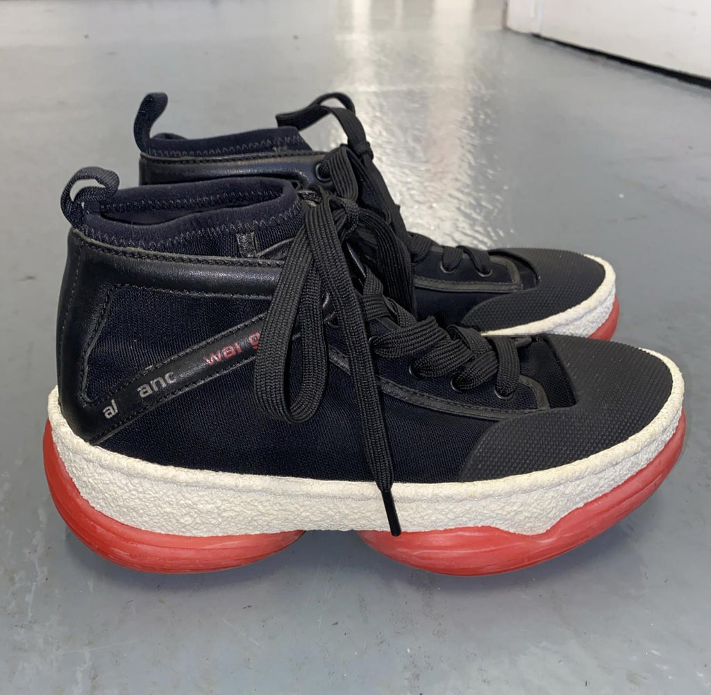 Alexander Wang A1 leather-trimmed canvas high-top sneakers Womens US 6.5