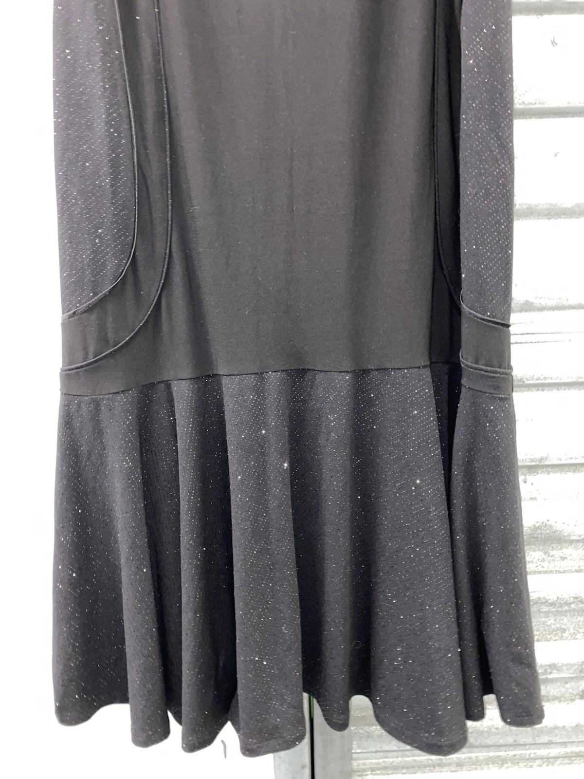 Long Black Maxi Skirt With Glitter Accents And Flared Hem Size M Stretch