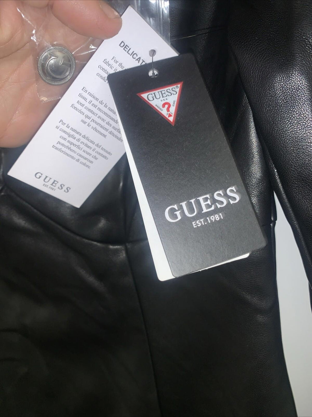 NWT Guess Elena Faux Leather Mini Dress Jet Black XS