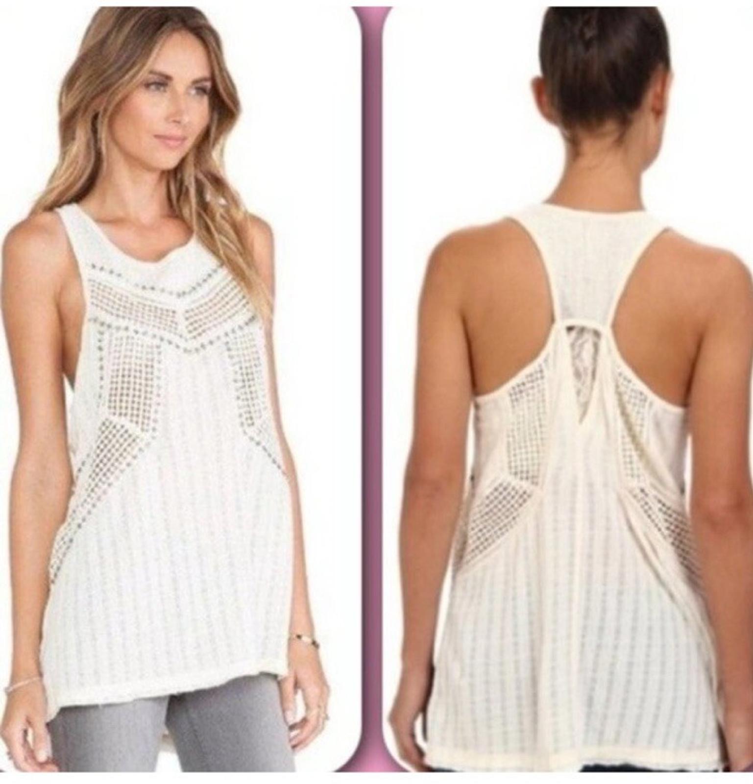 Free People Trinity Boho Chic Beaded Crochet Tank Top Size XS