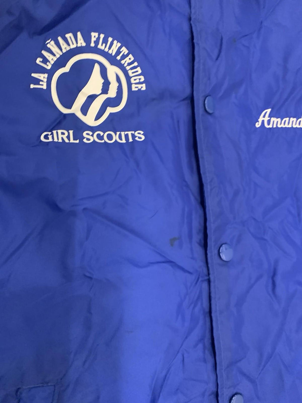 VTG 2001 Girl Scouts “Amanda” windbreaker Jacket With Various Patches size Med