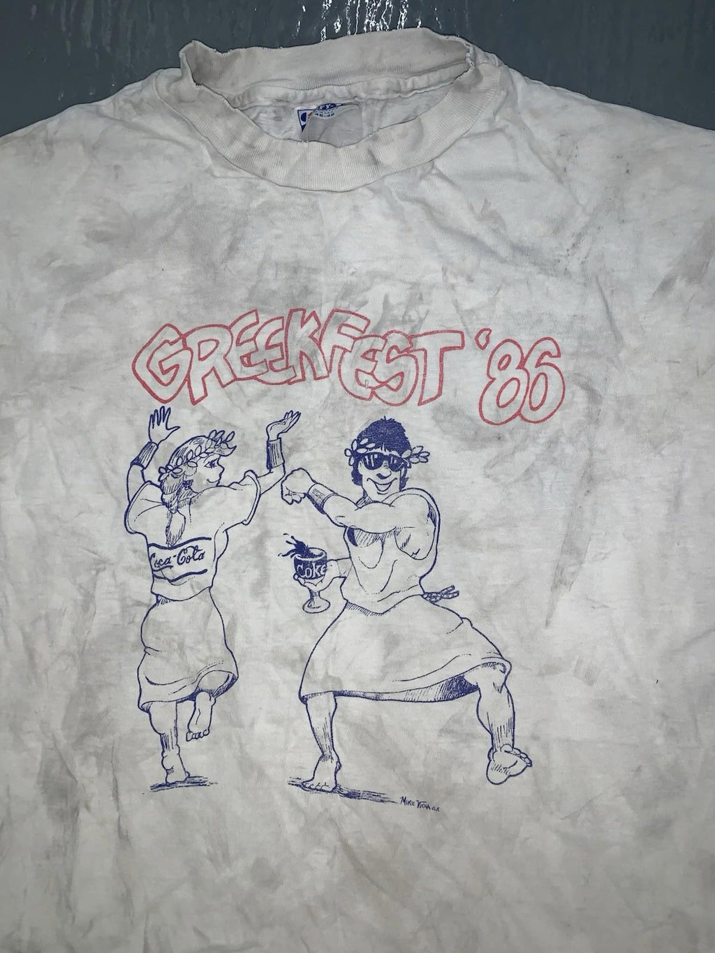 Vintage Greekfest 1986 Coke T Shirt Mike Viola Double Sided Mens XL RARE