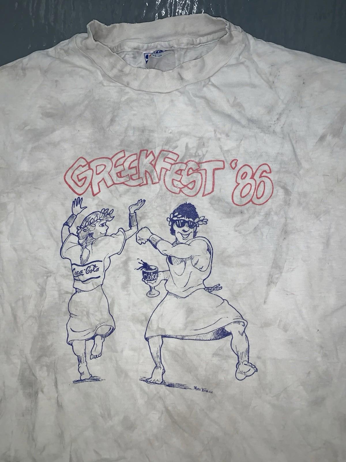 Vintage Greekfest 1986 Coke T Shirt Mike Viola Double Sided Mens XL RARE