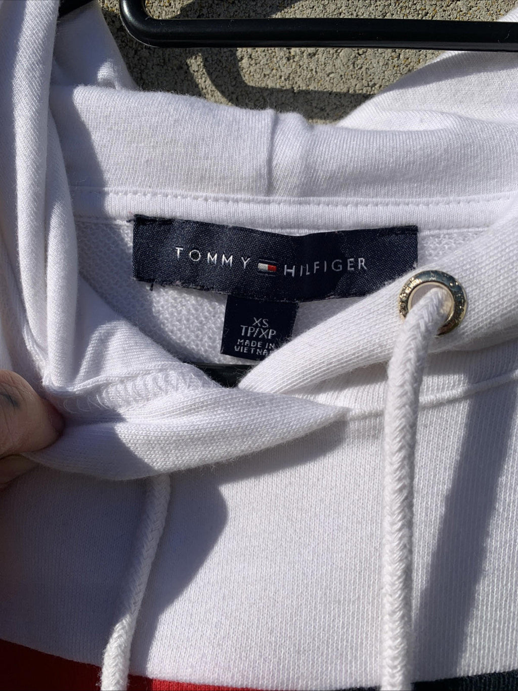VTG Tommy Hilfiger Long Sleeve Sneaker Hooded Sweatshirt Dress Size Xs