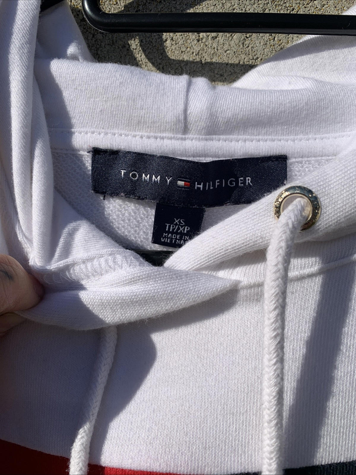 VTG Tommy Hilfiger Long Sleeve Sneaker Hooded Sweatshirt Dress Size Xs