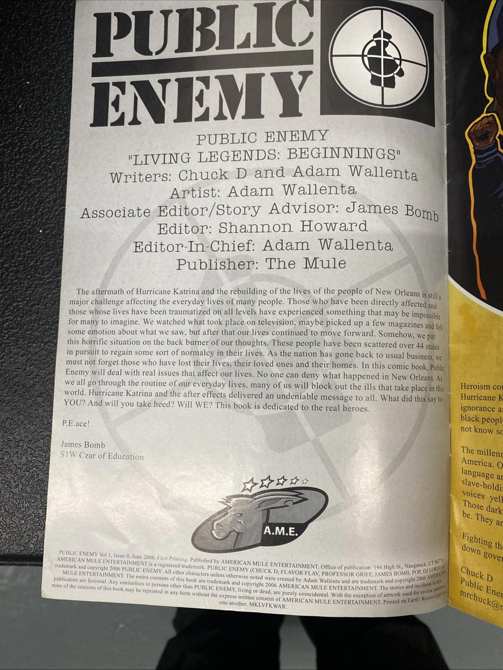 Public Enemy Limited Edition Issue #0 Preview Comic Book 2006