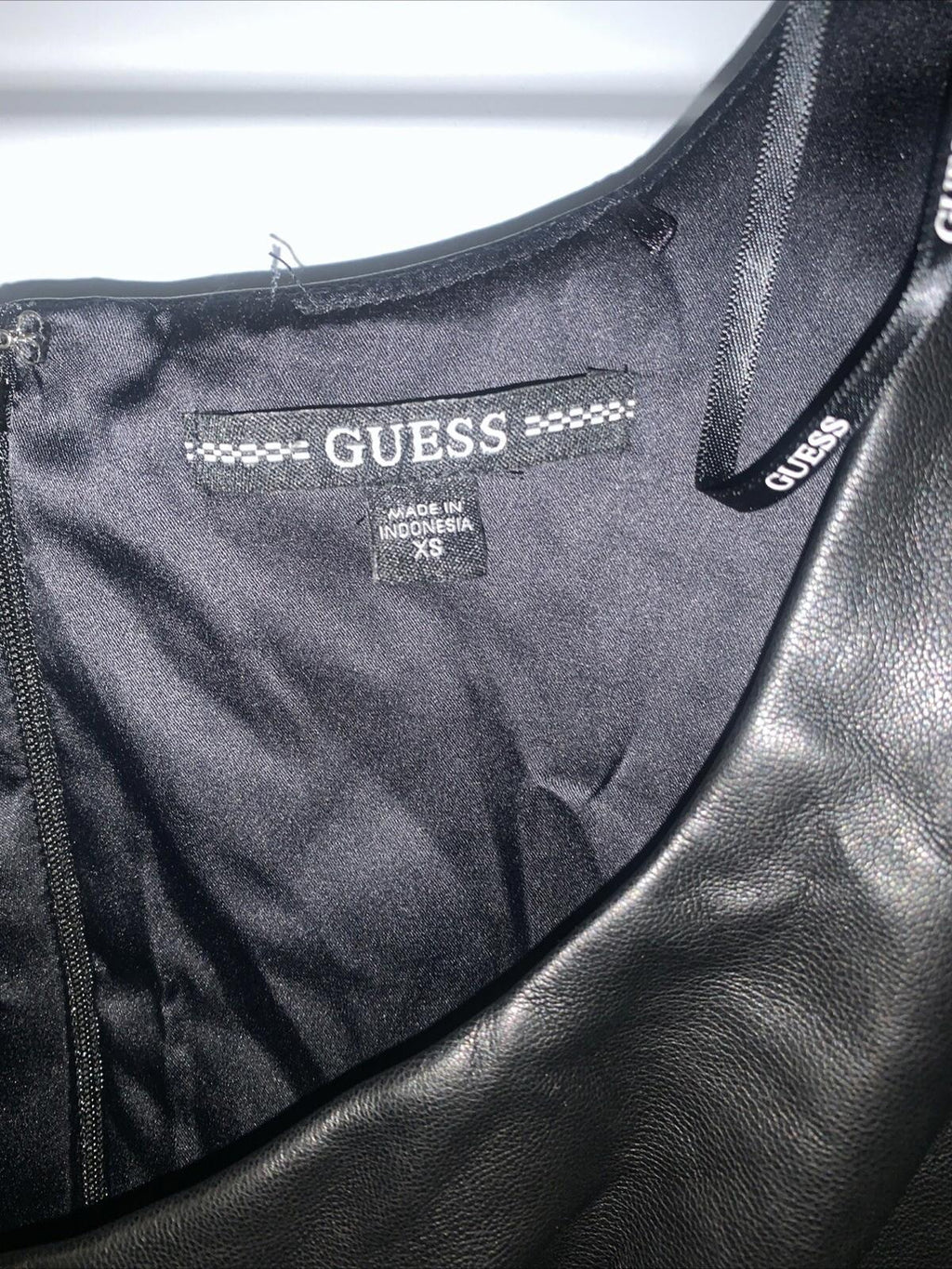 NWT Guess Elena Faux Leather Mini Dress Jet Black XS