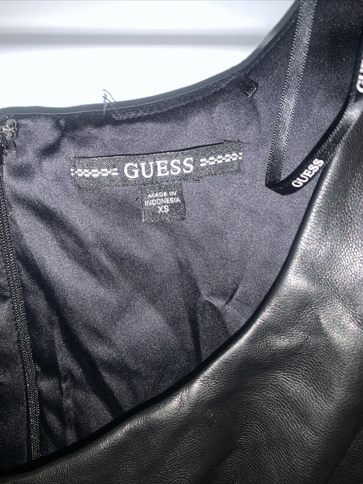NWT Guess Elena Faux Leather Mini Dress Jet Black XS