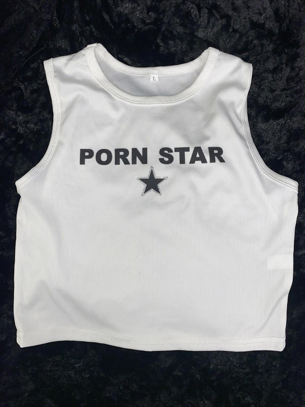 Porn Star White Slingshot Style Cropped Tank Top Womens Large