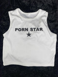 Porn Star White Slingshot Style Cropped Tank Top Womens Large