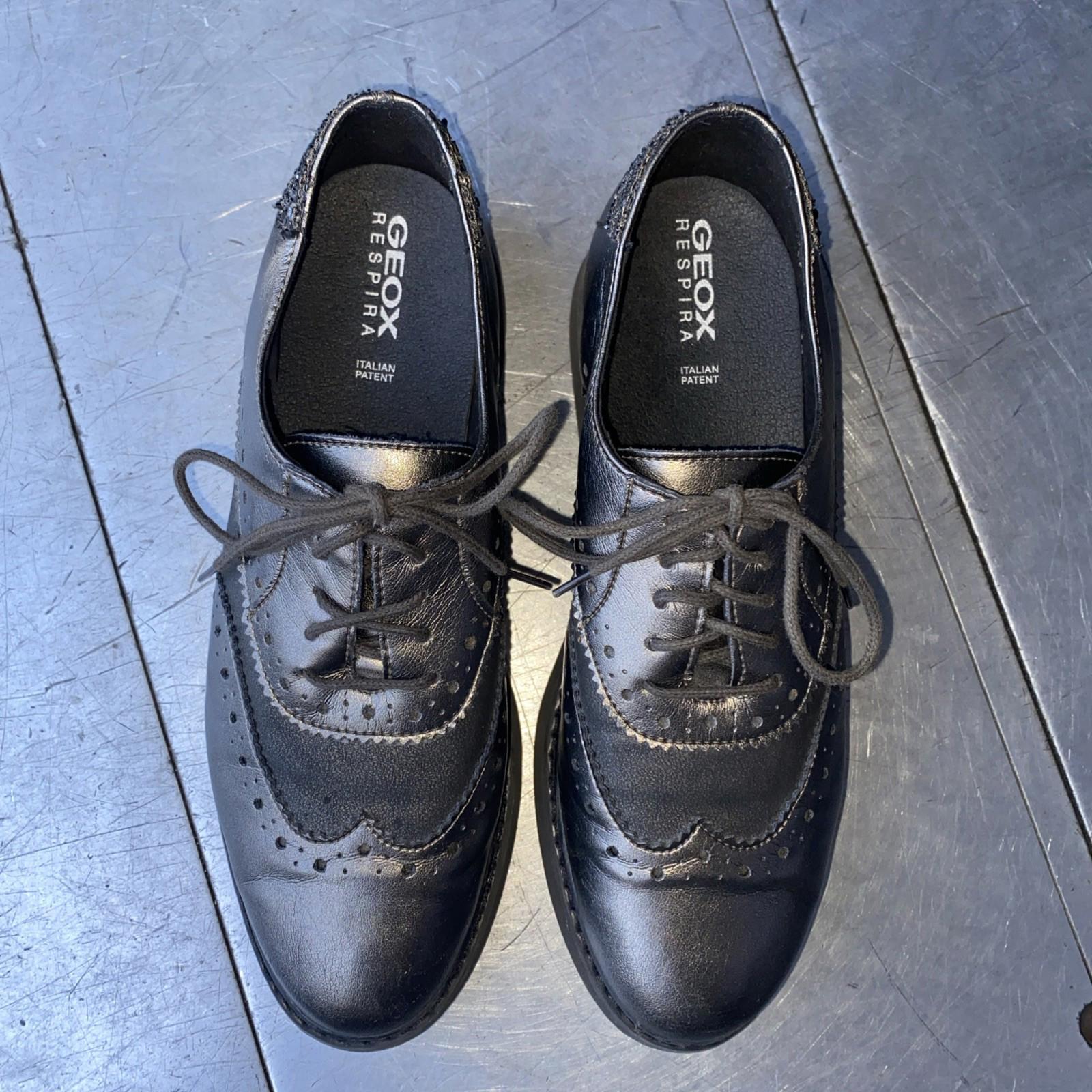 NWOB Geox Respira Thymar Metallic Sparkles Leather Oxford Shoes Wo 37.5 US 7