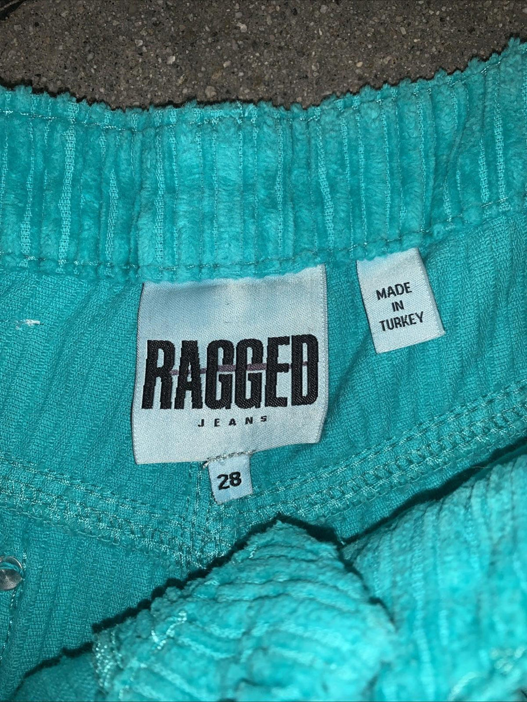 NWOT Ragged Priest Free People Jumbo Corduroy Turquoise Mom Jeans /Pants Size 28