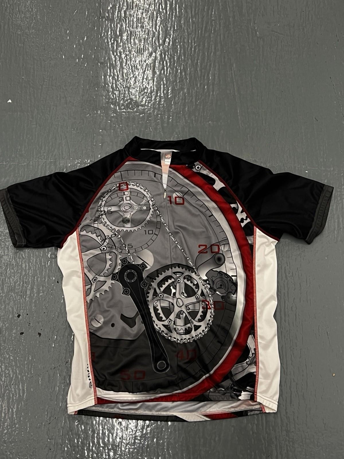 Primal Wear Racing Men's XL Gear & Chain Cycling Jersey 3/4 Zip Graphic Print