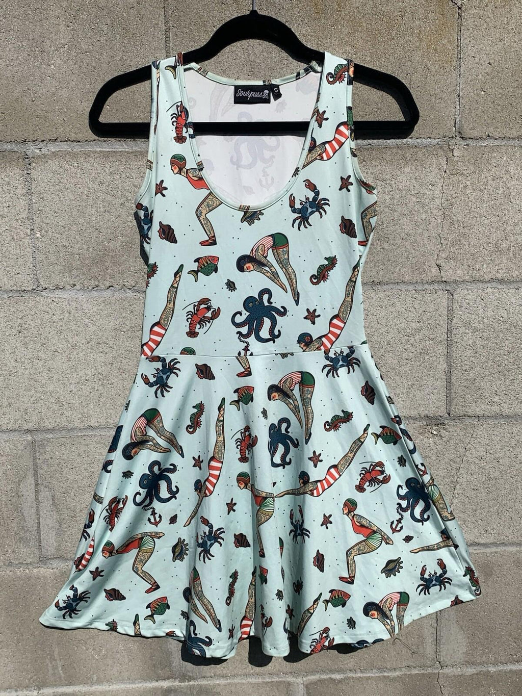 Sourpuss Tattooed Divers Skater Dress Size Small