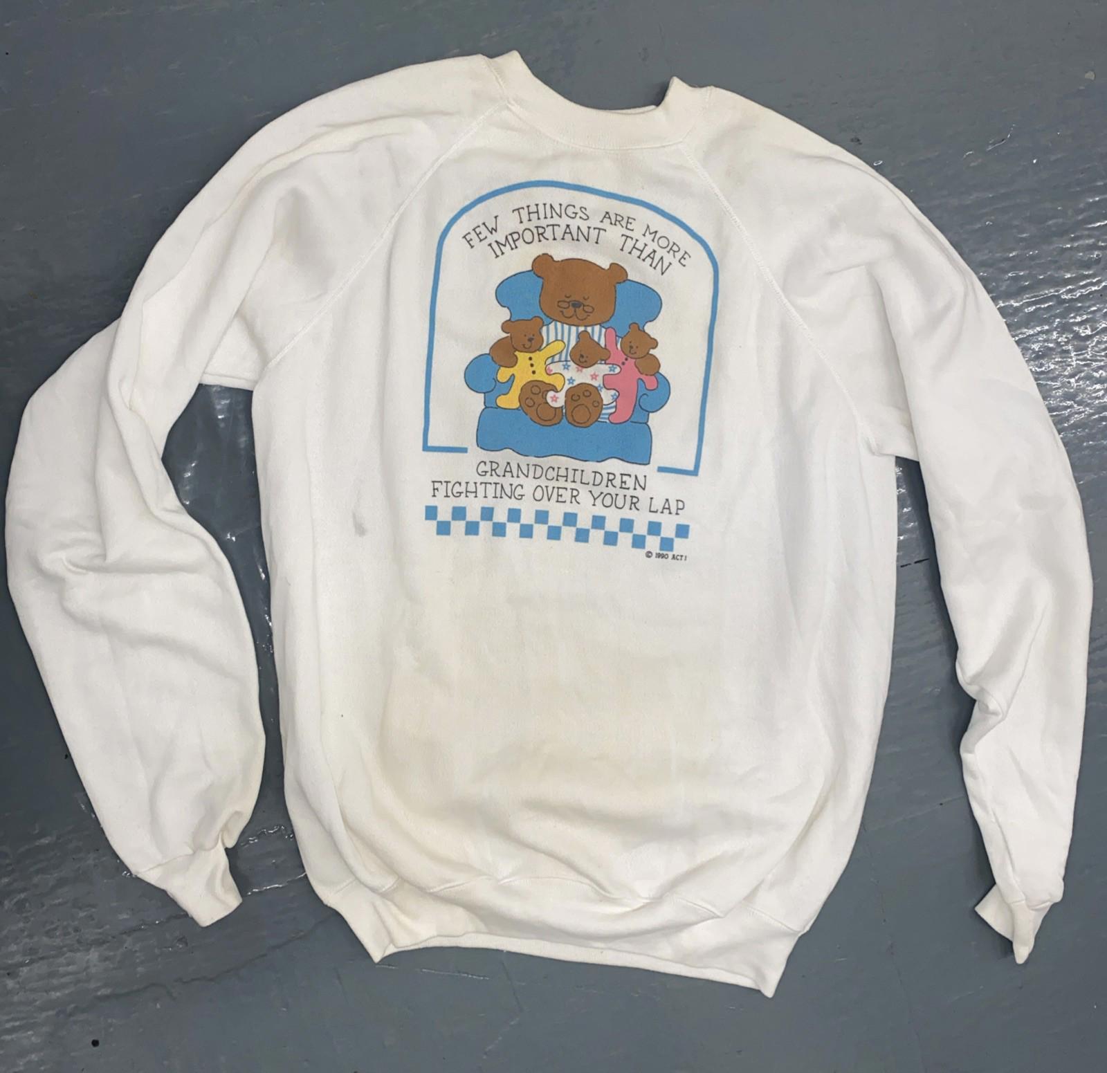 Vintage 1990 Teddy Bear Grandma Hanes Sweatshirt Womens XL