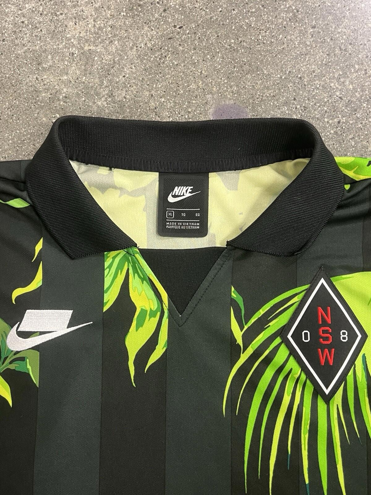 Nike Soccer Jersey NSW 08 Floral Hawaiian Polo Shirt Mens Size XL Black Green